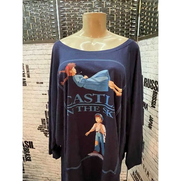 Torrid Her Universe Studio Ghibli Plus 6 Navy Castle in the Sky 3/4 Sleeve Tee - Picture 2 of 6
